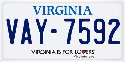 VA license plate VAY7592