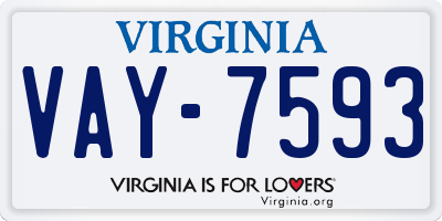 VA license plate VAY7593