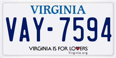 VA license plate VAY7594
