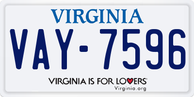 VA license plate VAY7596