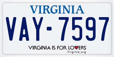 VA license plate VAY7597