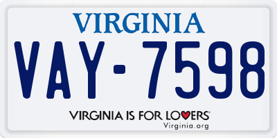 VA license plate VAY7598