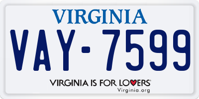 VA license plate VAY7599