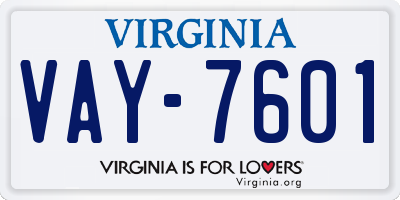 VA license plate VAY7601