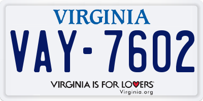 VA license plate VAY7602