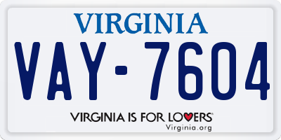 VA license plate VAY7604