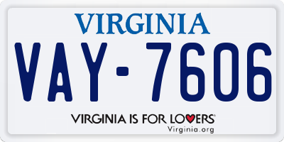 VA license plate VAY7606