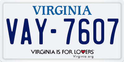 VA license plate VAY7607