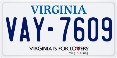 VA license plate VAY7609