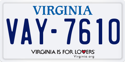 VA license plate VAY7610