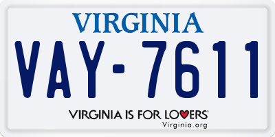 VA license plate VAY7611