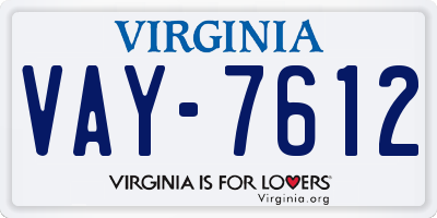 VA license plate VAY7612