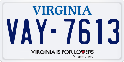VA license plate VAY7613