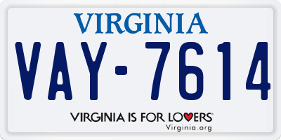 VA license plate VAY7614