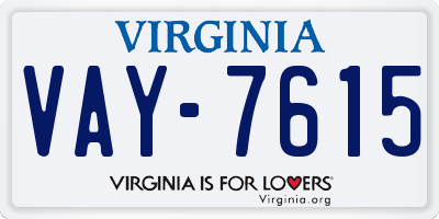 VA license plate VAY7615