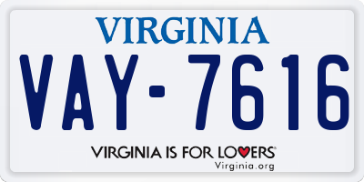VA license plate VAY7616