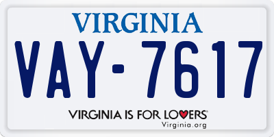 VA license plate VAY7617