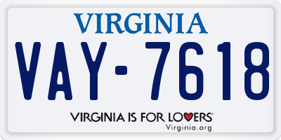 VA license plate VAY7618
