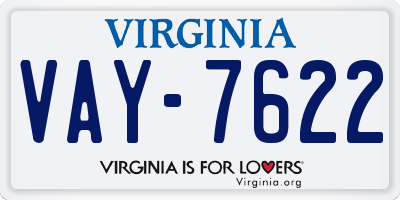VA license plate VAY7622