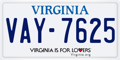 VA license plate VAY7625