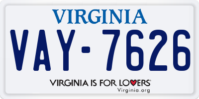 VA license plate VAY7626