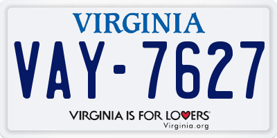 VA license plate VAY7627