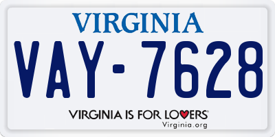 VA license plate VAY7628