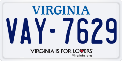 VA license plate VAY7629