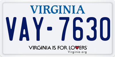 VA license plate VAY7630