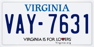 VA license plate VAY7631