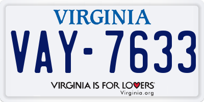 VA license plate VAY7633