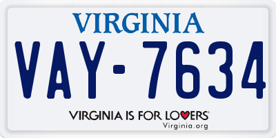VA license plate VAY7634
