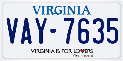 VA license plate VAY7635