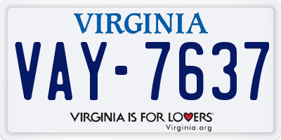 VA license plate VAY7637