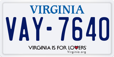 VA license plate VAY7640