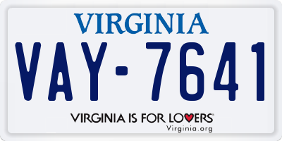 VA license plate VAY7641