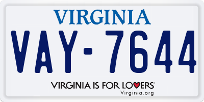 VA license plate VAY7644