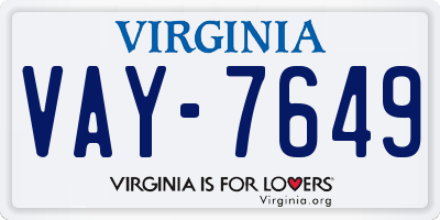 VA license plate VAY7649