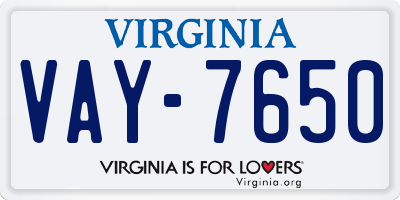 VA license plate VAY7650