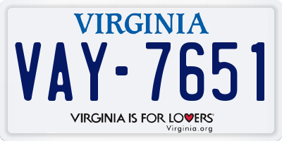VA license plate VAY7651