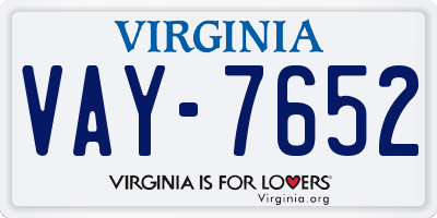VA license plate VAY7652
