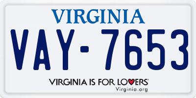 VA license plate VAY7653