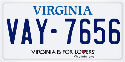 VA license plate VAY7656