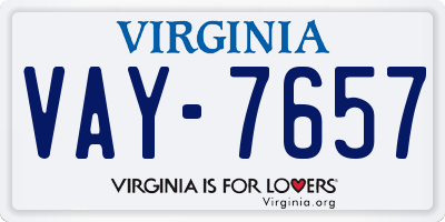 VA license plate VAY7657