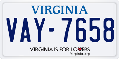 VA license plate VAY7658