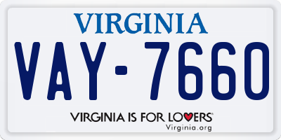 VA license plate VAY7660