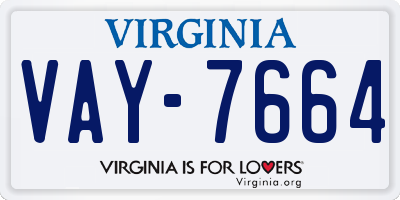 VA license plate VAY7664