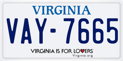 VA license plate VAY7665