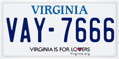 VA license plate VAY7666