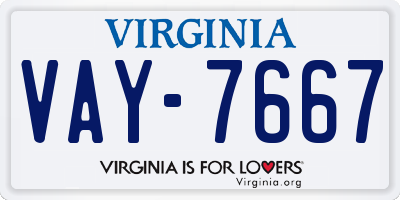 VA license plate VAY7667